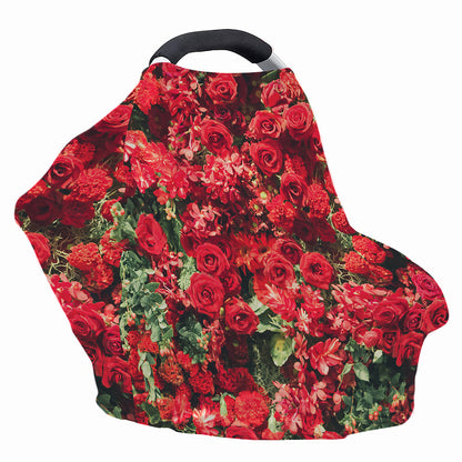 Red Rose Flower Print Baby Seat Cover