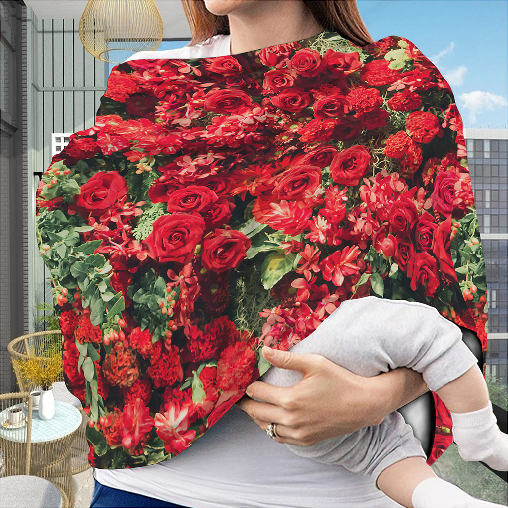 Red Rose Flower Print Baby Seat Cover