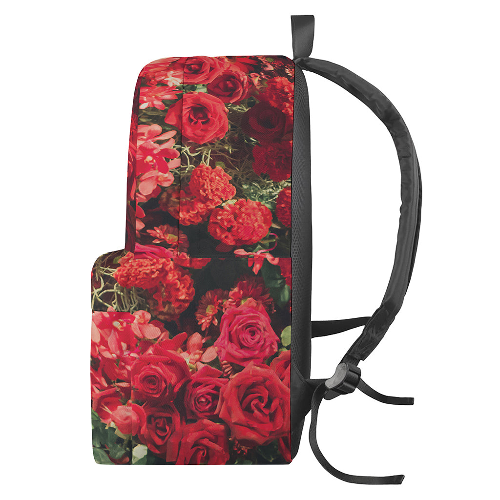 Red Rose Flower Print Backpack