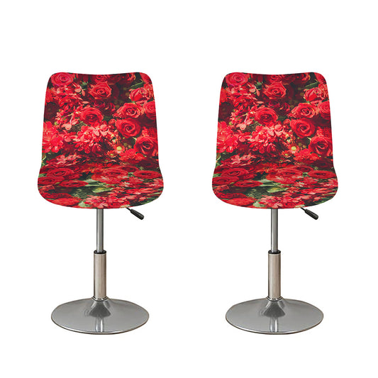 Red Rose Flower Print Bar Stool Covers