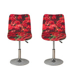 Red Rose Flower Print Bar Stool Covers