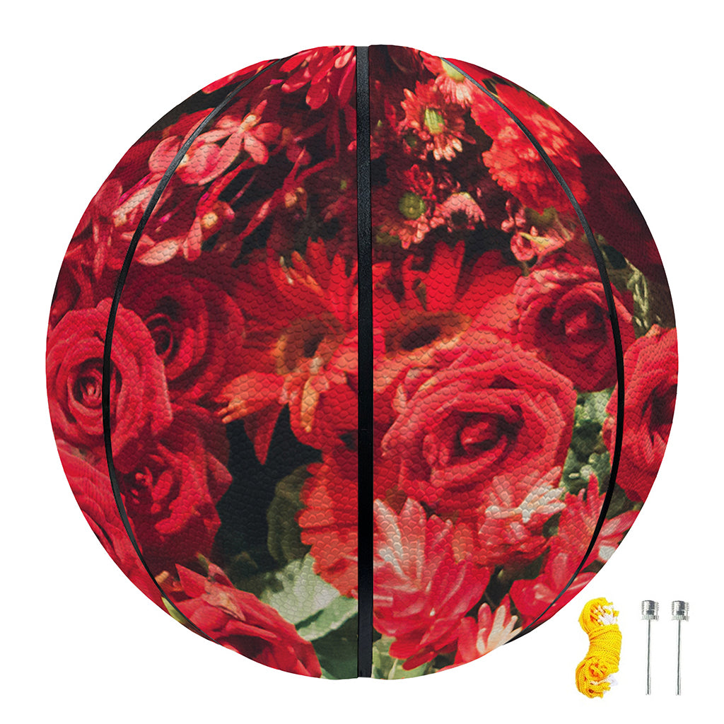 Red Rose Flower Print Basketball