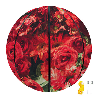 Red Rose Flower Print Basketball