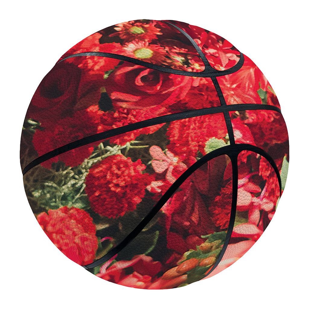 Red Rose Flower Print Basketball