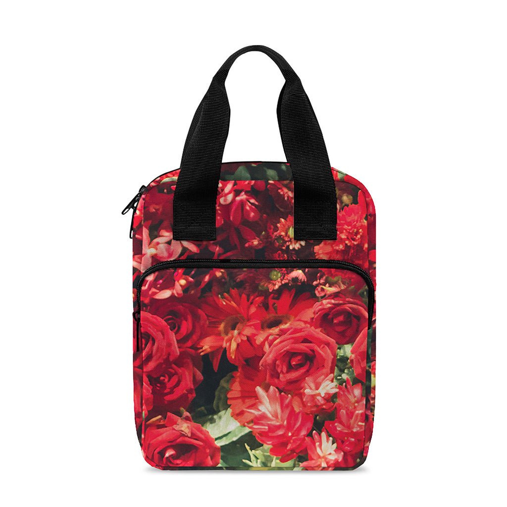 Red Rose Flower Print Bible Tote Bag