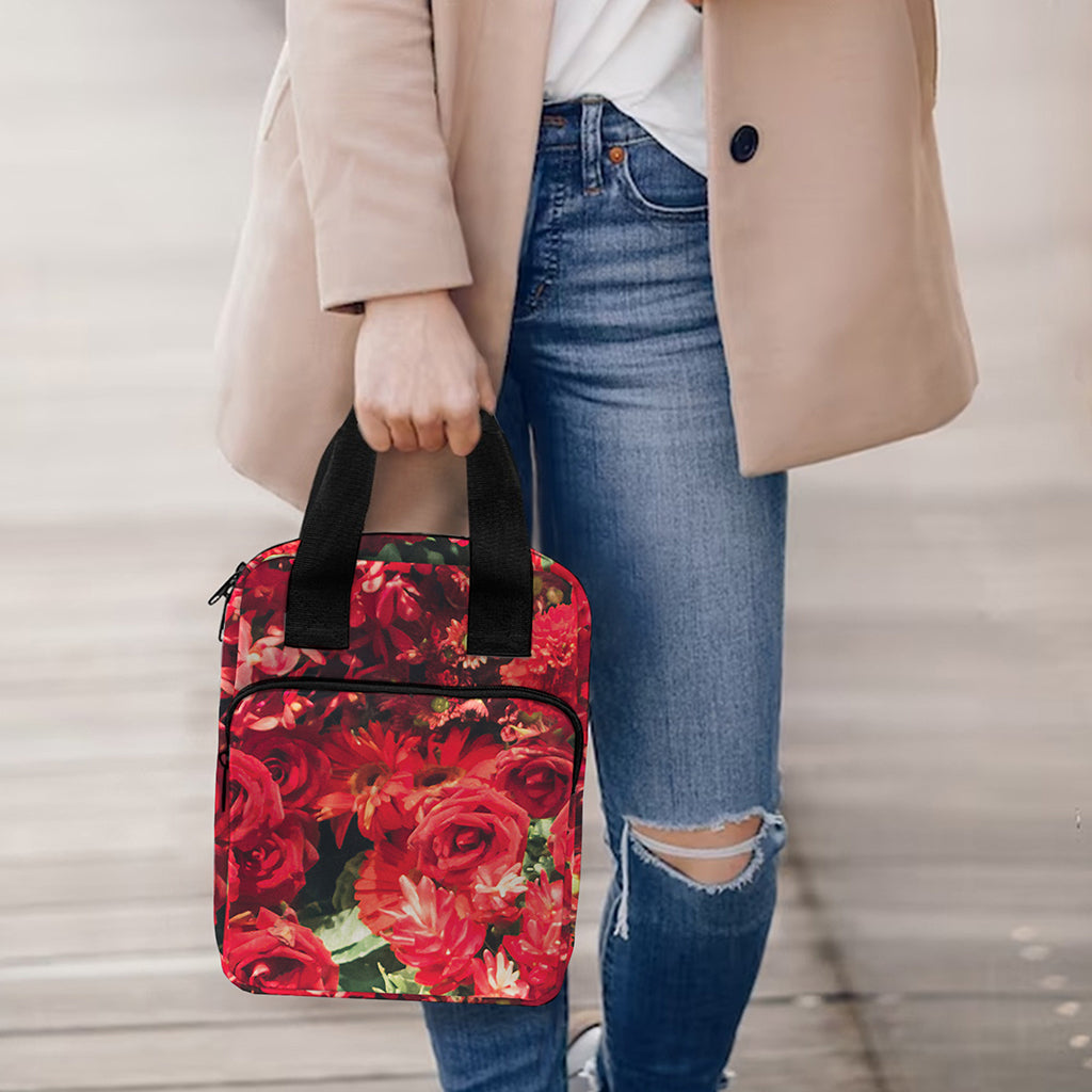 Red Rose Flower Print Bible Tote Bag