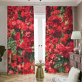 Red Rose Flower Print Dimout Pencil Pleat Curtains