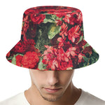 Red Rose Flower Print Bucket Hat