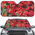 Red Rose Flower Print Car Windshield Sun Shade