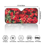 Red Rose Flower Print Car Windshield Sun Shade