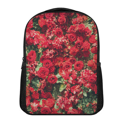 Red Rose Flower Print Casual Backpack