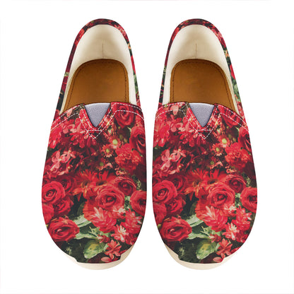Red Rose Flower Print Casual Shoes