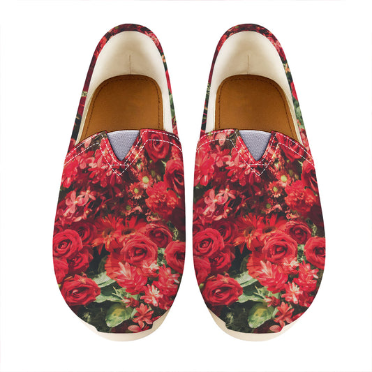 Red Rose Flower Print Casual Shoes