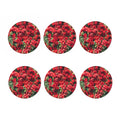 Red Rose Flower Print Coaster Set