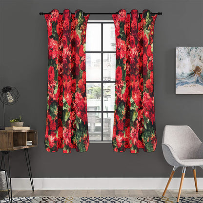 Red Rose Flower Print Curtain