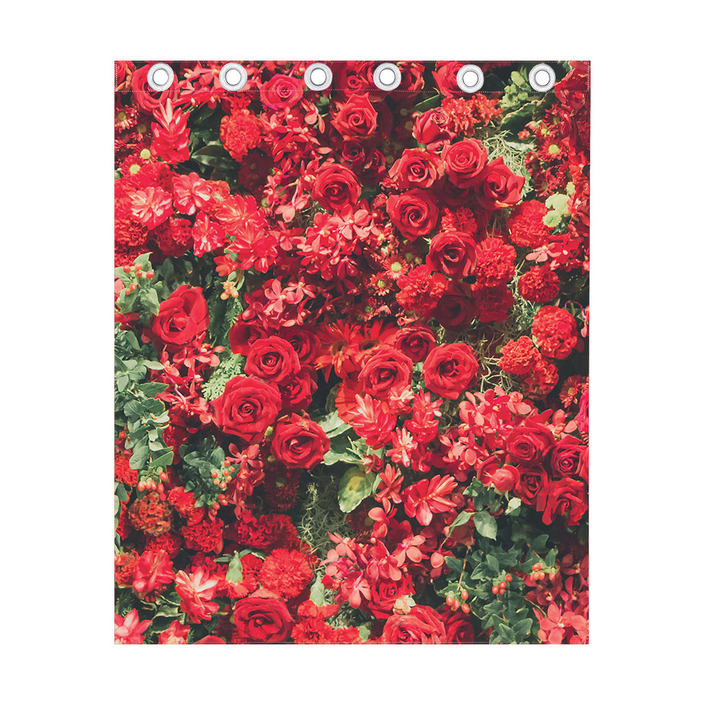 Red Rose Flower Print Curtain