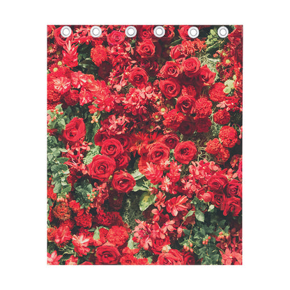 Red Rose Flower Print Curtain