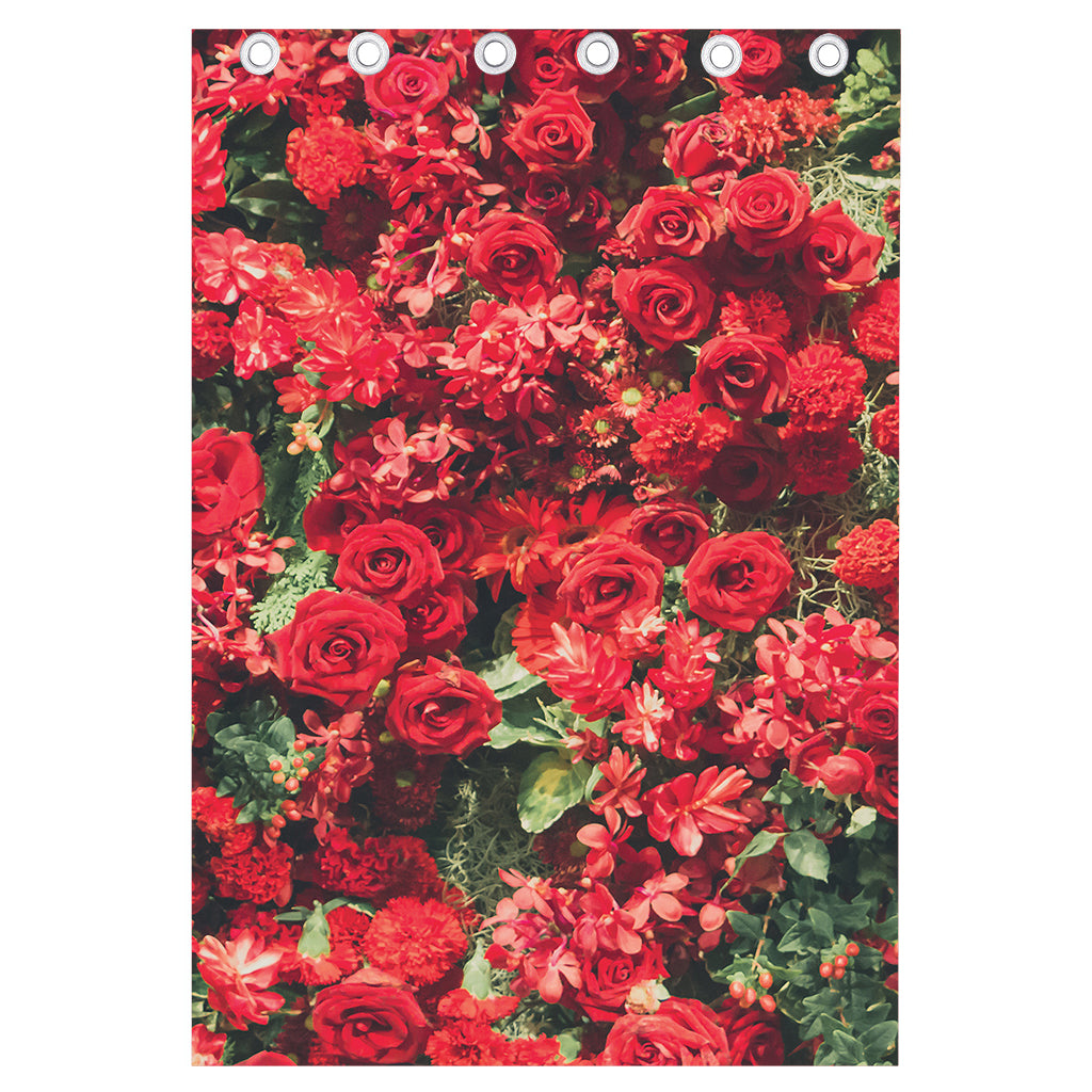 Red Rose Flower Print Curtain