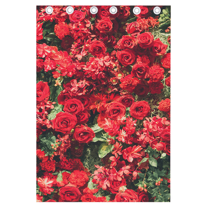 Red Rose Flower Print Curtain