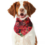 Red Rose Flower Print Dog Bandana