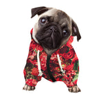 Red Rose Flower Print Dog Zip Up Hoodie