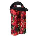 Red Rose Flower Print Double Neoprene Wine Tote