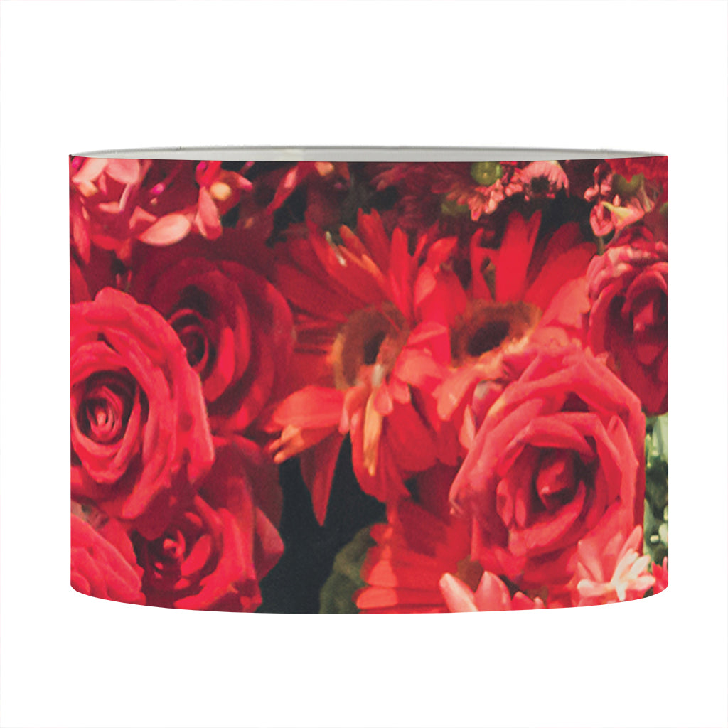 Red Rose Flower Print Drum Lamp Shade
