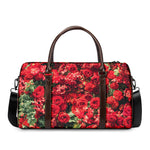Red Rose Flower Print Duffle Bag