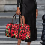Red Rose Flower Print Duffle Bag