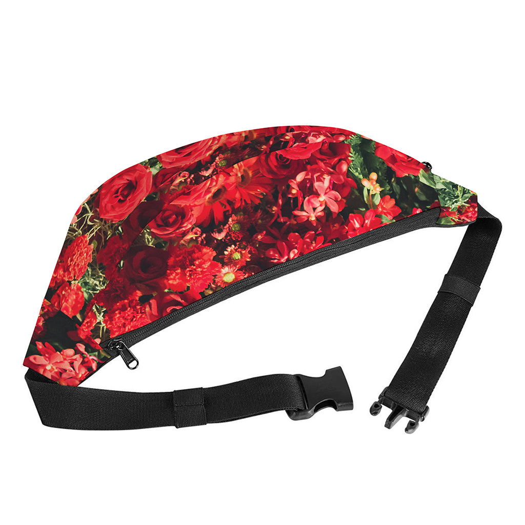 Red Rose Flower Print Fanny Pack