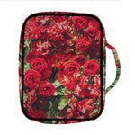 Red Rose Flower Print Front Pocket Bible Bag