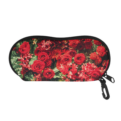 Red Rose Flower Print Glasses Case