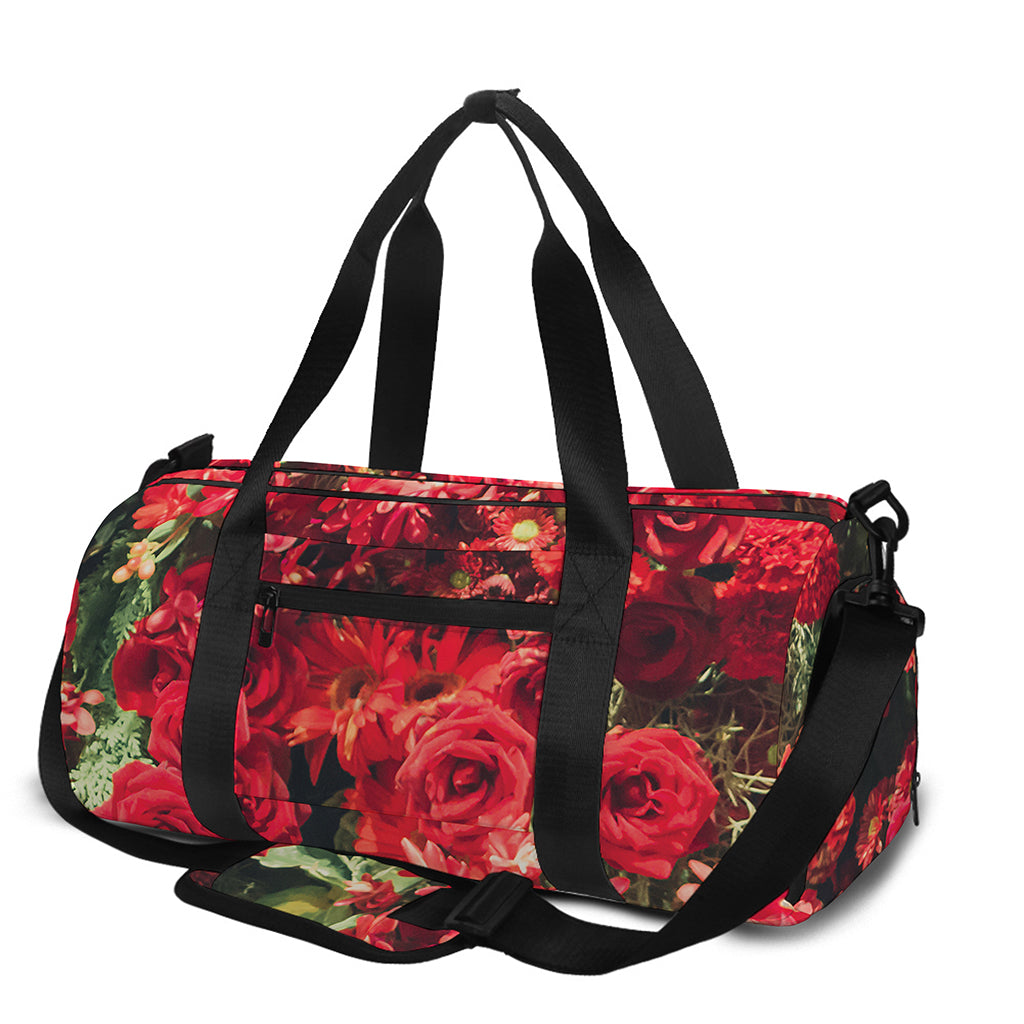 Red Rose Flower Print Gym Bag