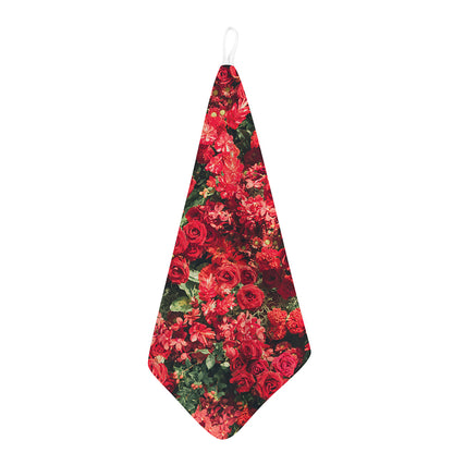 Red Rose Flower Print Hand Towel
