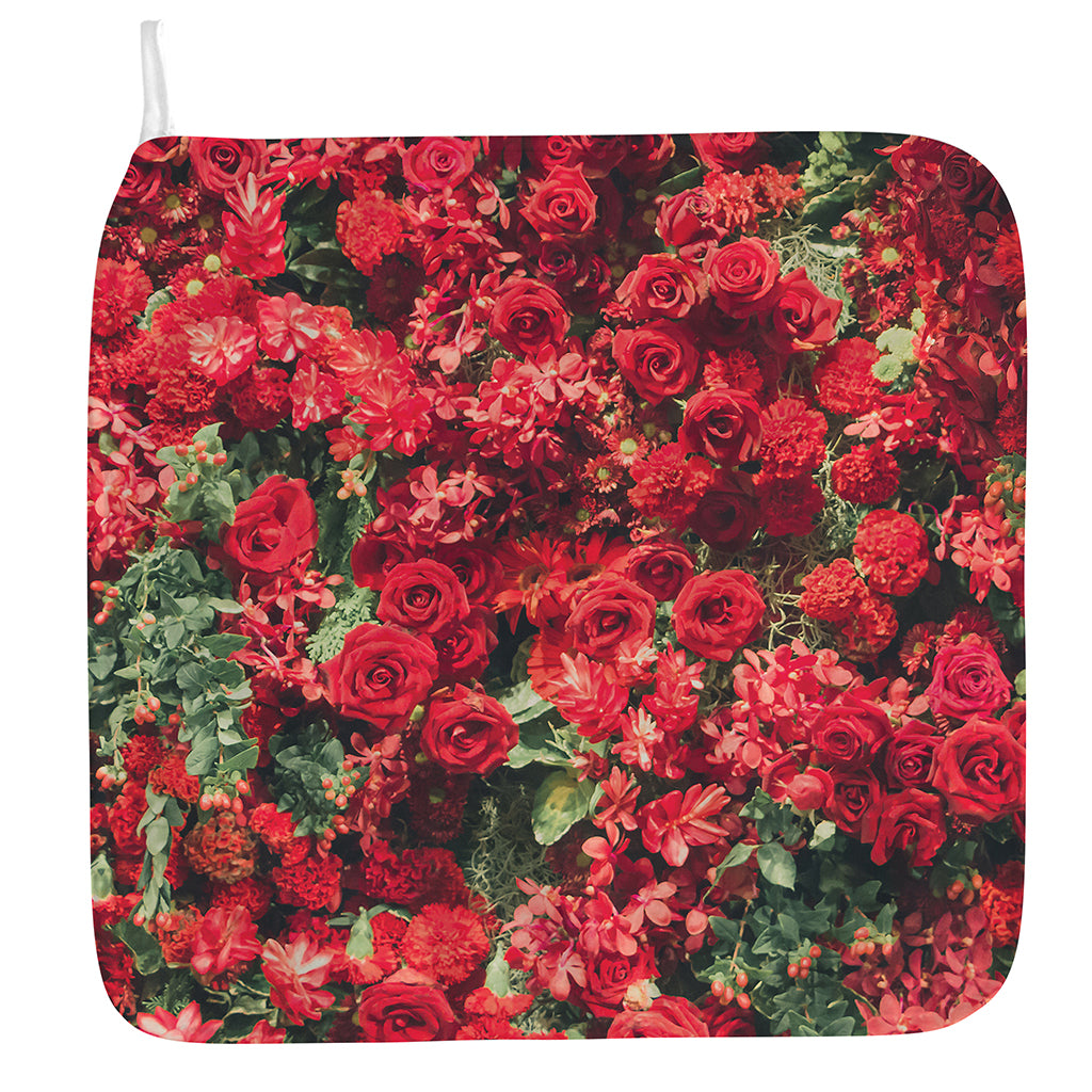 Red Rose Flower Print Hand Towel