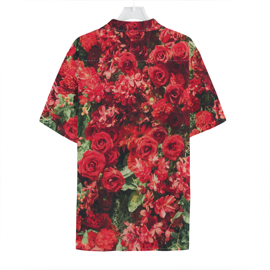 Red Rose Flower Print Hawaiian Shirt