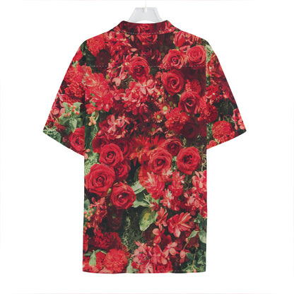 Red Rose Flower Print Hawaiian Shirt
