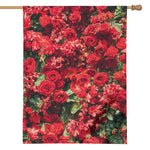 Red Rose Flower Print House Flag