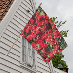 Red Rose Flower Print House Flag