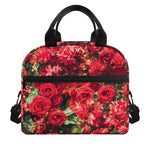Red Rose Flower Print Insulated Lunch Bag