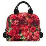 Red Rose Flower Print Insulated Lunch Bag
