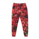 Red Rose Flower Print Jogger Pants