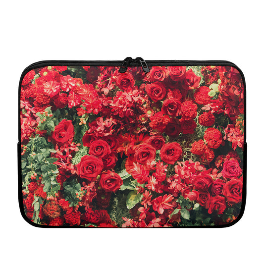Red Rose Flower Print Laptop Sleeve