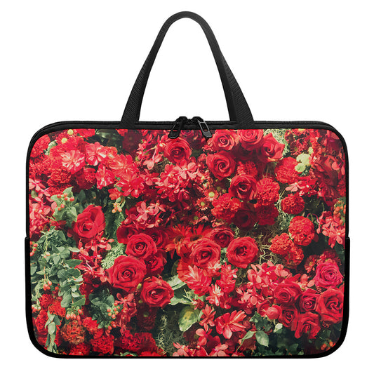 Red Rose Flower Print Laptop Sleeve With Handle