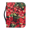 Red Rose Flower Print Leather Bible Cover