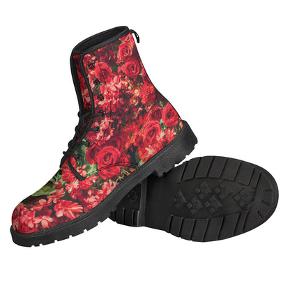 Red Rose Flower Print Backpack