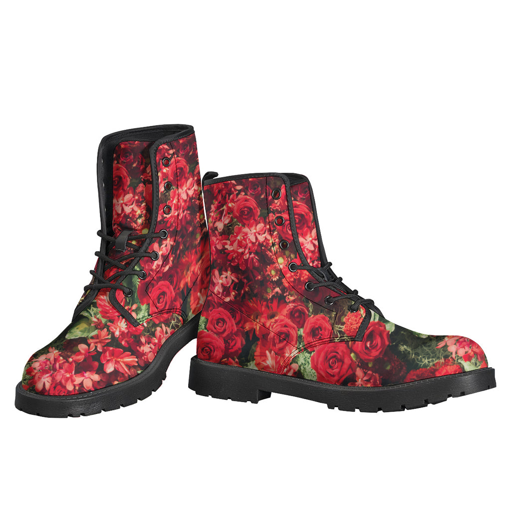 Red Rose Flower Print Backpack