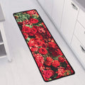 Red Rose Flower Print Long Kitchen Mat