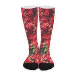 Red Rose Flower Print Long Socks