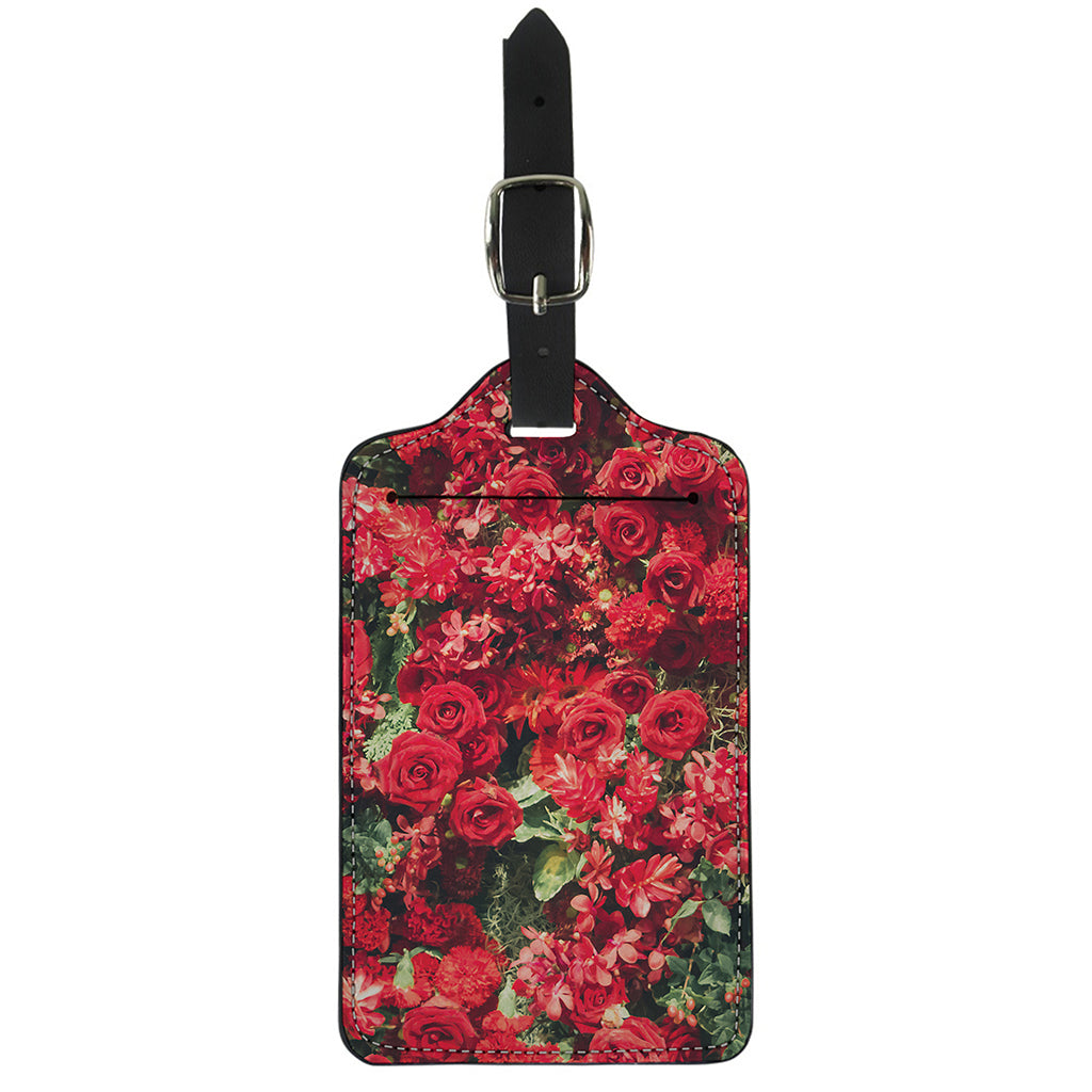 Red Rose Flower Print Luggage Tag